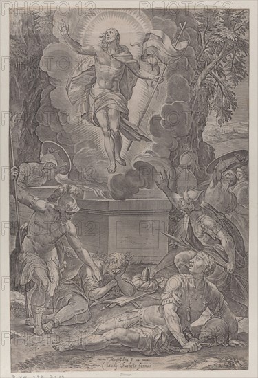 The Ressurection, with soldiers in various stages of wakefulness in front of the tomb, 1565-83.