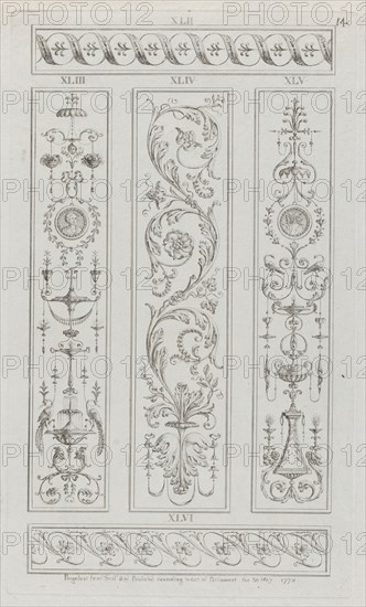 Panels of Ornament, nos. XLII-XLVI ("Designs for Various Ornaments," pl. 14), May 30, 1778.