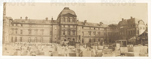 Panorama: works at the Louvre towards the Pavillon de l'Horloge, 1st arrondissement, Paris, end 1854.