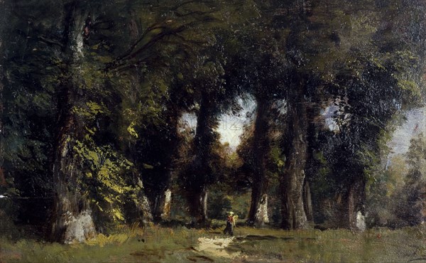 Lisière de forêt (au recto), Paysage animé (au revers), between 1850 and 1860.