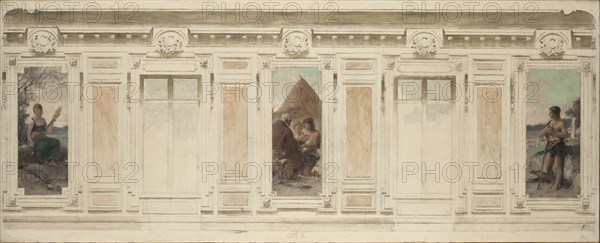 Esquisse pour la salle des mariages de la mairie de Courbevoie : Fileuse. Le mariage. Berger, 1884.