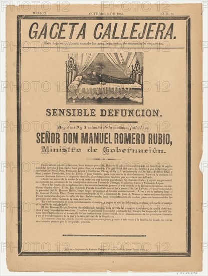 Page from the Gaceta Callajera (October 3 1895) relating to the death of the government mi..., 1895. Creator: Anon.