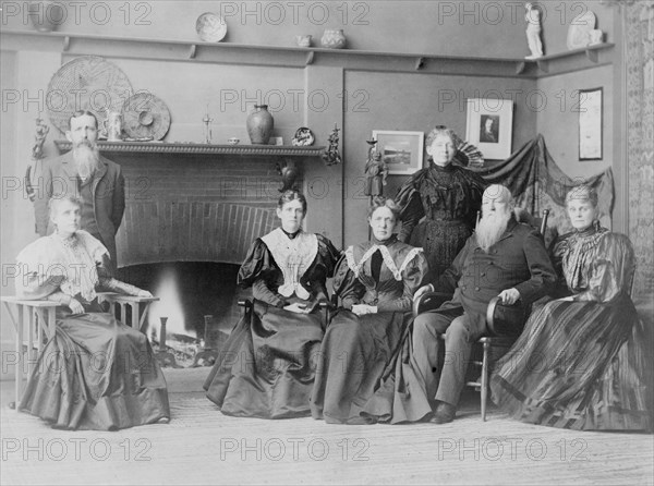 Frances Benjamin Johnston and her family in studio, 1332 V St., N.W., Washington, D.C., 1896.