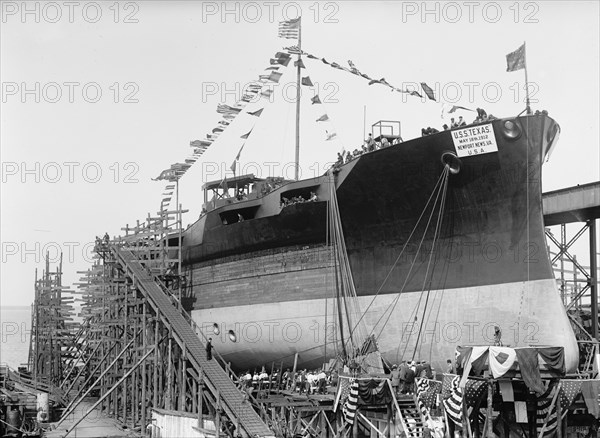 Launching of U.S.S. Texas, 1912. Creator: Harris & Ewing.