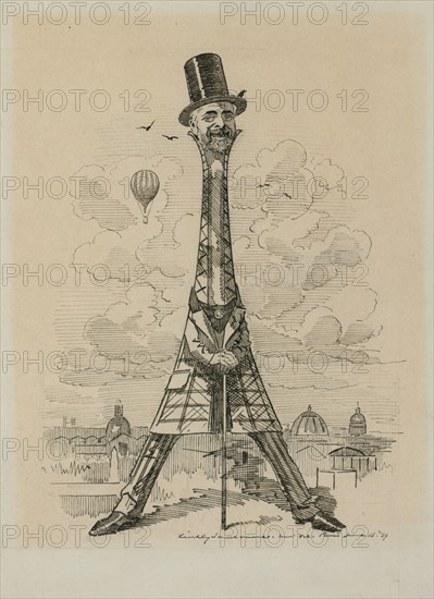 Gustav Eiffel in the form of the Eiffel Tower,  Exposition universelle, 1889, 1889. Private Collection.