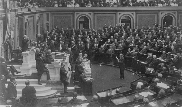 Opening ceremonies of the U.S. 59th Congress, 2nd session, 1906, with Speaker Joseph Cannon presiding, 1906.