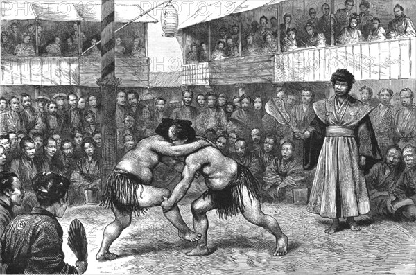 ''Sports in Japan- A Wrestling Match', 1890. Creator: Unknown.