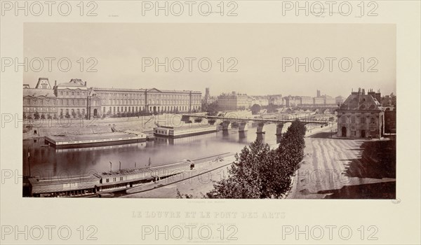 The Louvre and Pont des Arts. View taken from the Malaquais quay, between 1850 and 1860.