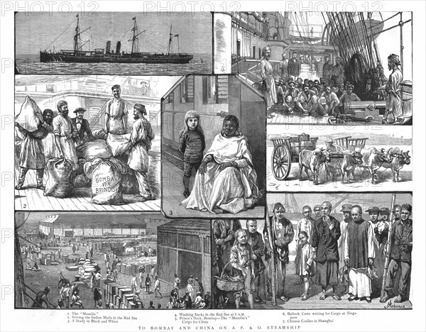 'To Bombay and China on a P&O Steamship', 1886. Creator: Unknown.
