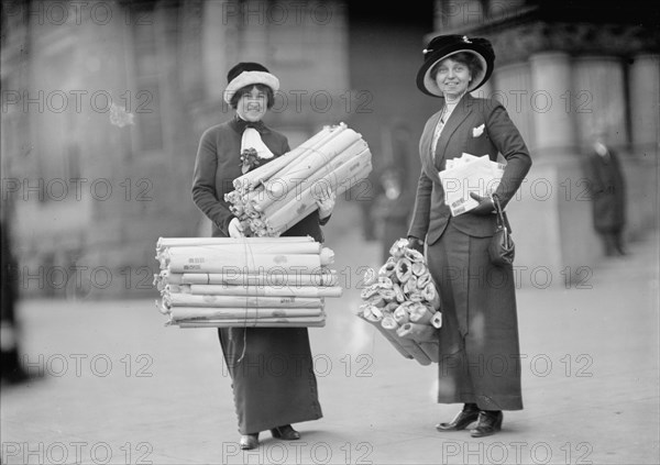 Mrs. Martin Wiley Littleton, left, with Monticello Petitions, 1912. Creator: Harris & Ewing.