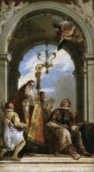 Saint Proculus of Verona visits the Saints Firmus and Rusticus, 1740-1745. Creator: Tiepolo, Giambattista (1696-1770).