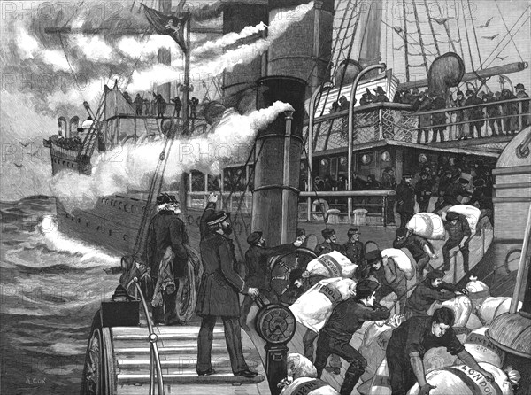 'The 'Oregon' Landing Mails at Queenstown', 1886.  Creator: Unknown.