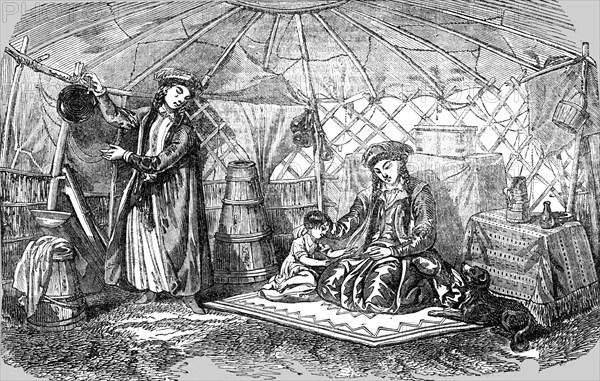 'Interior of a Kalmuck Tent with Kalmuck Women', 1854. Creator: Unknown.