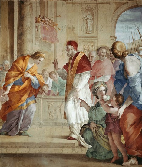 The Meeting of the Countess Matilda and Pope Gregory VII, c. 1640. Creator: Romanelli, Giovanni Francesco (1610-1662).