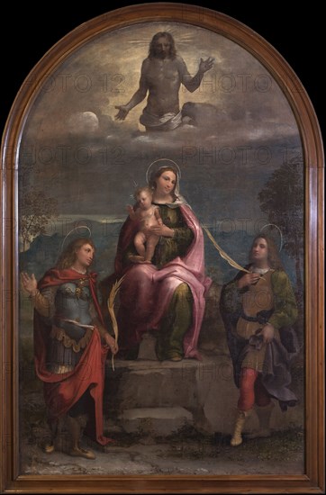 Madonna and Child, the Redeemer with Saints Vitus and Modestus, Between 1500 and 1524. Creator: Morto da Feltre (Lorenzo Luzzo) (ca 1480-1527).