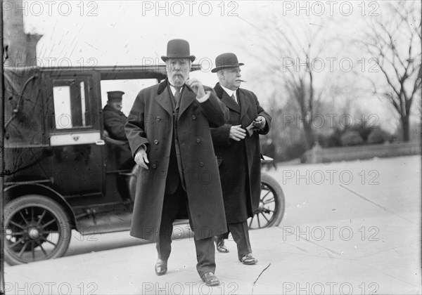 James Jerome Hill, President, Great Northern Railway - Left, with J. H. Carroll, 1911. Creator: Harris & Ewing.