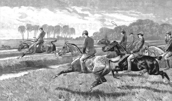 'Pariah Hunting in India- 'The Gridiron Jump'', 1890. Creator: John Charlton.