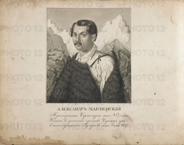 Portrait of Decembrist Alexander Alexandrovich Bestuzhev (1797-1837), First half of the 19th cent. Private Collection.