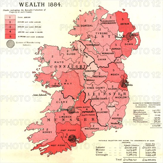 'The Graphic Statistical Maps of Ireland; Wealth 1884', 1886.  Creator: Unknown.