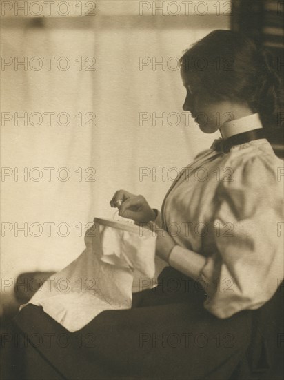 The embroidery frame, c1900. Creator: Mathilde Weil.