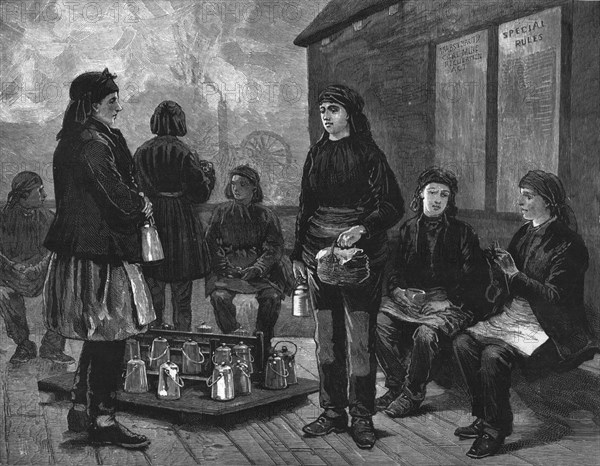 'The employment of women at pit mouths - breakfast time', 1886. Creator: Unknown.