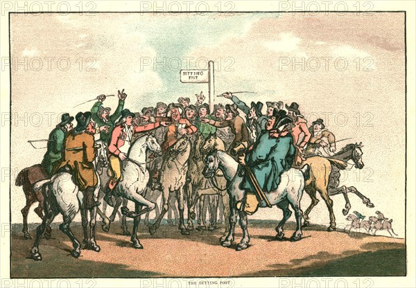 'The Humours of Horse Racing, the Betting Post', c1816 (1886).  Creator: Unknown.