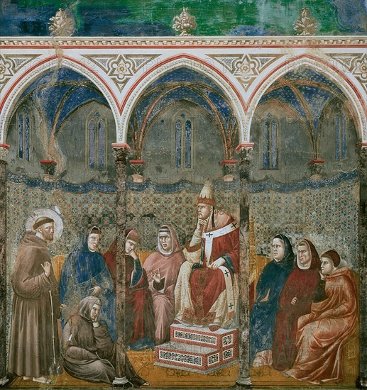 Saint Francis Preaching before Honorius III (from Legend of Saint Francis), 1295-1300. Creator: Giotto di Bondone (1266-1377).