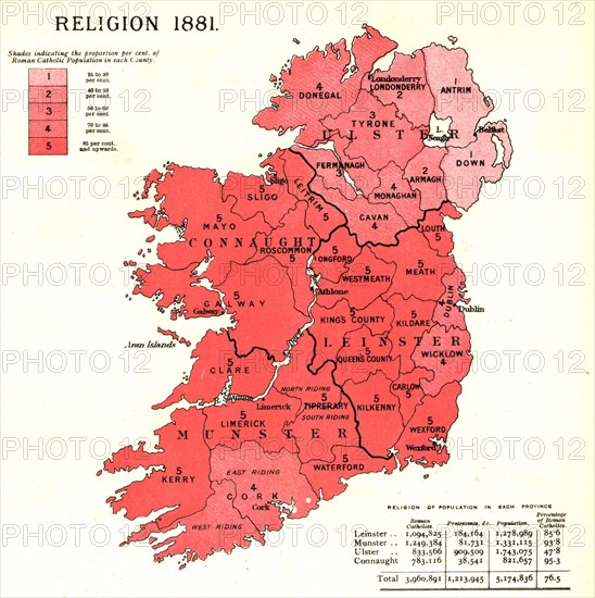 'The Graphic Statistical Maps of Ireland; Religion 1881', 1886.  Creator: Unknown.