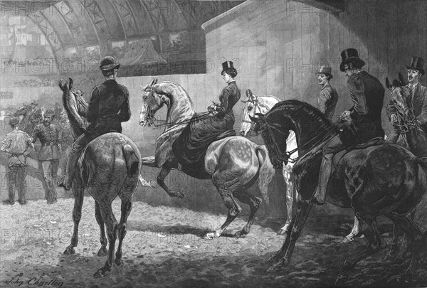 'At the Horse-Show - Waiting their turn to enter the ring', 1886. Creator: Unknown.