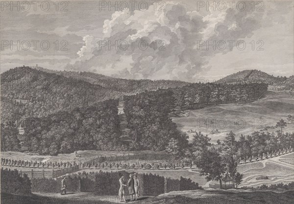 IIde Vue du Parc de Neu-Waldeck prise du Pavillon Chinois vers le Midi, from Views of the ..., 1782. Creators: Jakob Matthias Schmutzer, Carl Conti, Clemens Kohl, Franz Karl Zoller.