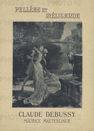 Poster for the prèmiere of the opera "Pelléas et Mélisande" by Claude Debussy and Maurice..., 1902. Creator: Rochegrosse, Georges Antoine (1859-1938).