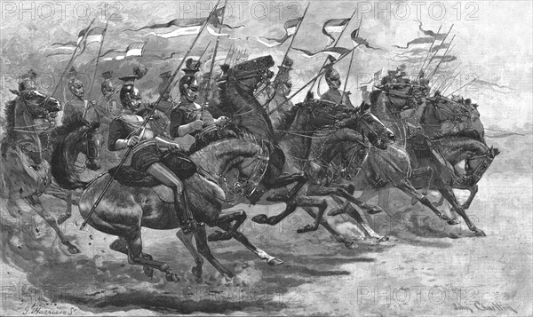 ''Halt !'-Charge of Lancers at the Royal Military Tournament', 1890. Creator: Unknown.