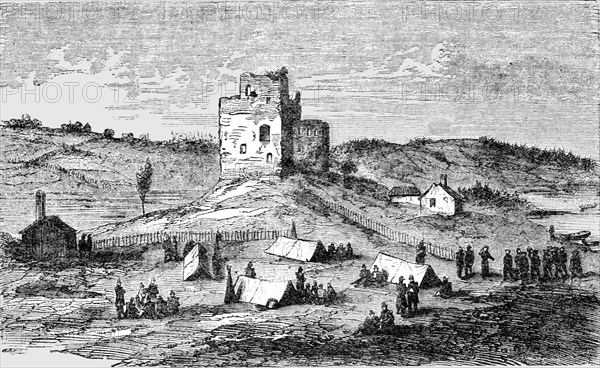 'The Encampment of French Infantry at Castelholme, Aland Isles', 1854. Creator: Unknown.