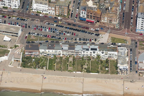 The seaward side of Marina Court Avenue, bungalows built in a Moghul style, Bexhill, E Sussex, 2016. Creator: Damian Grady.