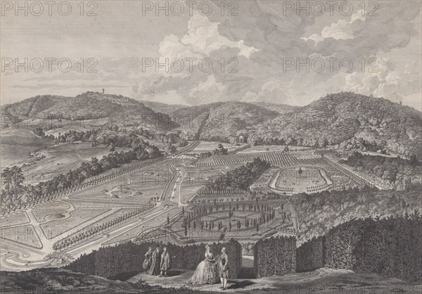 IIIe Vue du Parc de Neu-Waldeck prise du Pavillon Chinois vers le Couchant, from Views of ..., 1782. Creators: Jakob Matthias Schmutzer, Carl Conti, Clemens Kohl, Franz Karl Zoller.