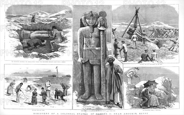 'Discovery of a Colossal Statue of Ramses II near Aboukir, Egypt', 1886. Creator: Unknown.