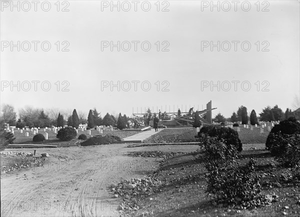 Confederate Monument, Arlington National Cemetery - 'Confederate Ground,' with Foundations..., 1912. Creator: Harris & Ewing.