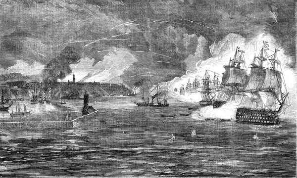 'Bombardment of Odessa by the French and English Fleets on April 22, 1854', 1854. Creator: Unknown.