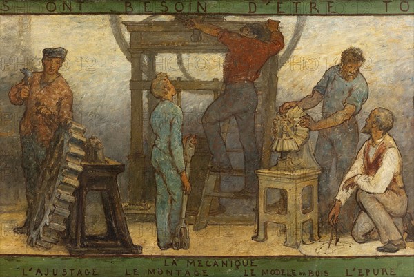 Near or far all trades need to be touched by a reflection of art: Trades: Sketch for the..., 1887. Creator: Edmond Eugene Valton.