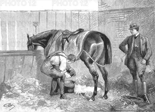 ''The Racing Season- Notes at Newmarket; An Owners Visit to his Racing Stable', 1890. Creator: Unknown.