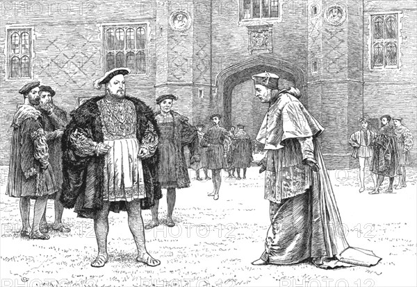 ''Cardinal Wolsey Surrendering Hampton Court Palace to King Henry VIII. 1528 ', 1890. Creator: Unknown.