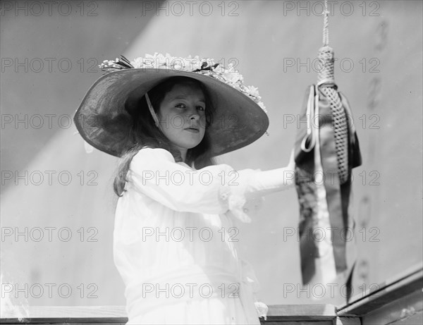 Claudia Lyon of Texas, Sponsor At Launching of U.S.S. Texas, May 18, 1912. Creator: Harris & Ewing.