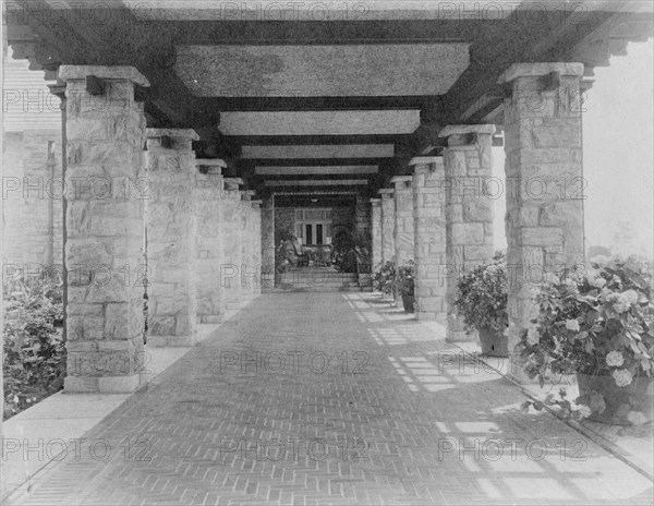 Pergola of home of Edmund Cogswell Converse, Greenwich, Connecticut, 1908. Creator: Frances Benjamin Johnston.