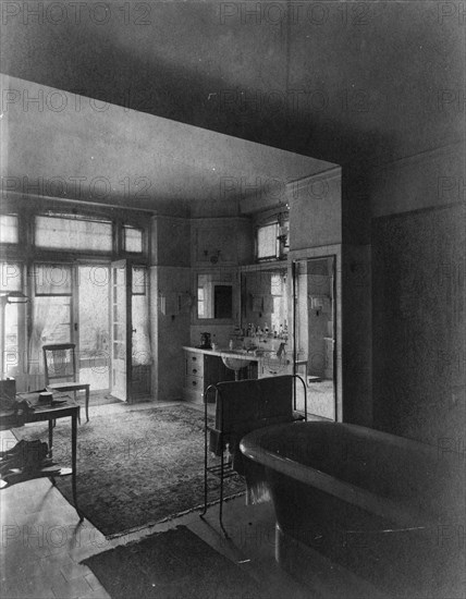 Bathroom in home of Edmund Cogswell Converse, Greenwich, Connecticut, 1908. Creator: Frances Benjamin Johnston.