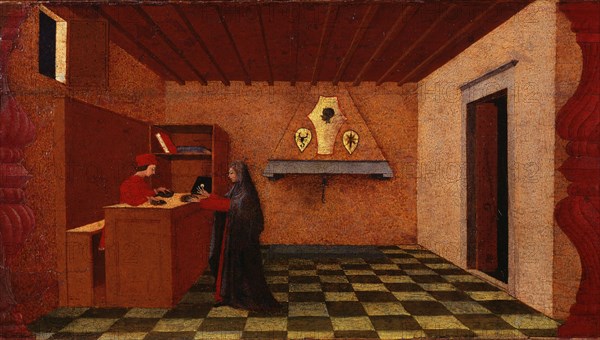 The Miracle of the Desecrated Host (Predella Panel for the church of Corpus Domini in..., 1465-1469. Creator: Uccello, Paolo (1397-1475).