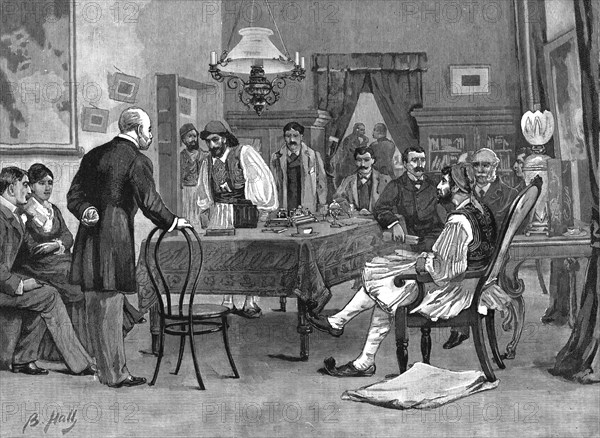 'The late crisis in Greece - A reception at the house of M Delyannis before his fall', 1886. Creator: Unknown.