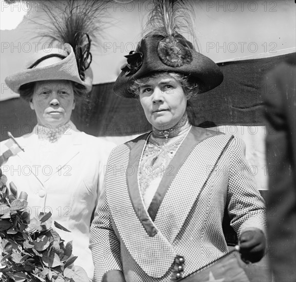 U.S.S. Texas - Mrs. O.B. Colquitt, Wife of Governor of Texas, with Mrs. B. T. Bonner, 1912. Creator: Harris & Ewing.