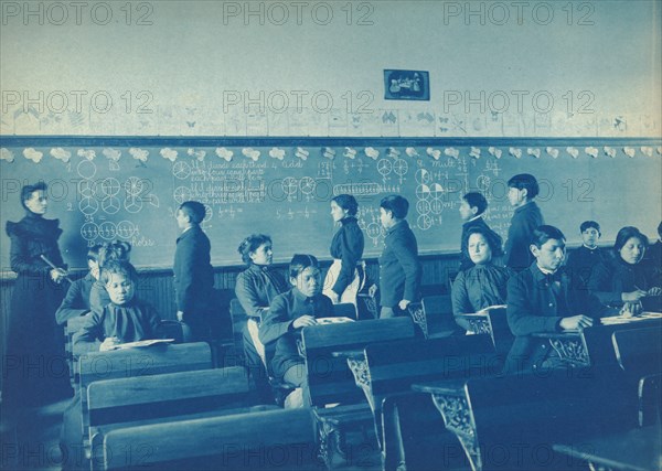 Native Americans during mathematics class at Indian School, Carlisle, Pennsylvania, 1901. Creator: Frances Benjamin Johnston.