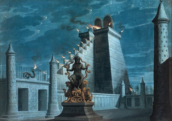 Stage design for the Opera "Fernand Cortez, ou La conquête du Mexique (Hernán Cortés..., 1817. Creator: Schinkel, Karl Friedrich (1781-1841).