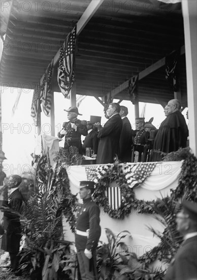 John Paul Jones - Dedication of Monument, Dewey; Porter; Father Russell At Right, 1912 April. Creator: Harris & Ewing.